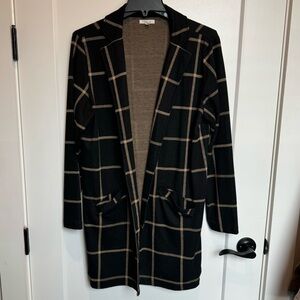 Maurices long knit blazer windowpane XL